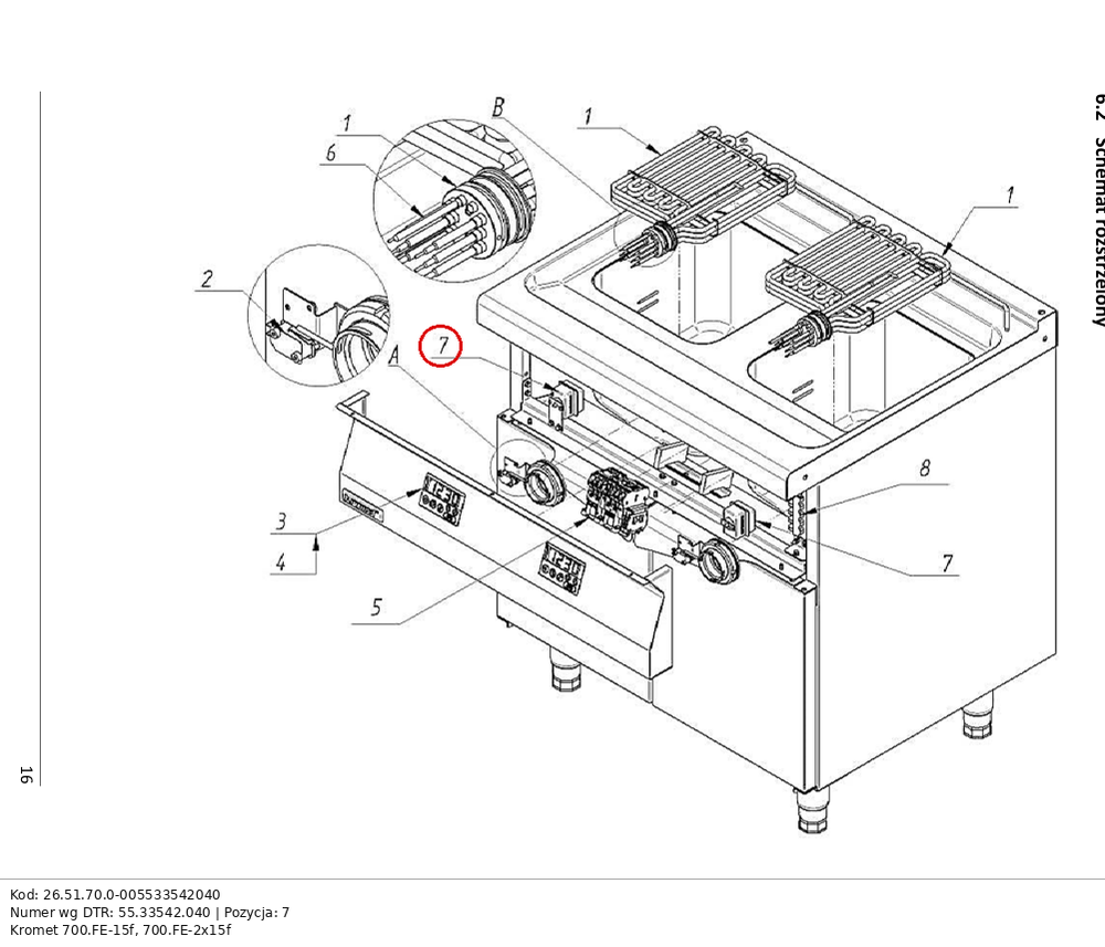 Ogranicznik temperatury 55.33542.040 Kromet - pasuje do modeli: 000.FE-10f, 700.FE-15f, 700.FE-2x15f