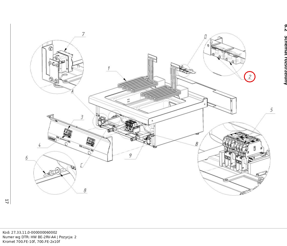 Mikrowyłącznik HW BE-2RV-A4 blaszka Kromet - pasuje do modeli: 000.FE-10f, 000.PE-025N, 000.PE-025s, 700.FE-10f, 700.FE-2x10f