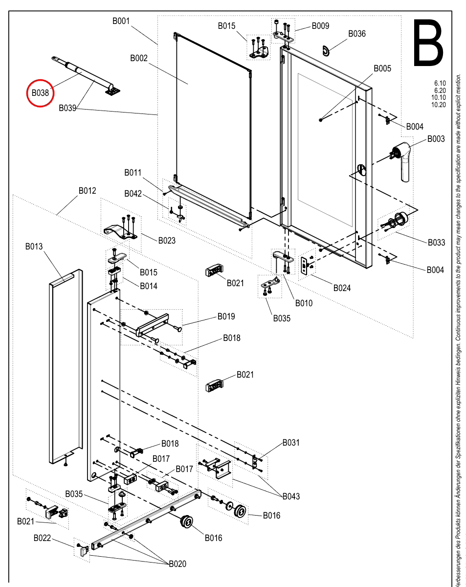 Ramię ustalające drzwi V2A, długość 390-590 mm do pieca Convotherm 4 / maxx pro - 6064182