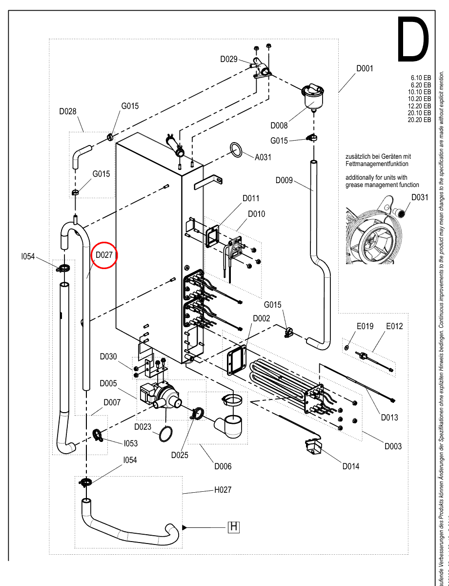 Rura odpływowa elektrycznej wytwornicy pary Ø22 mm do pieca Convotherm 4 / maxx pro - 7064259