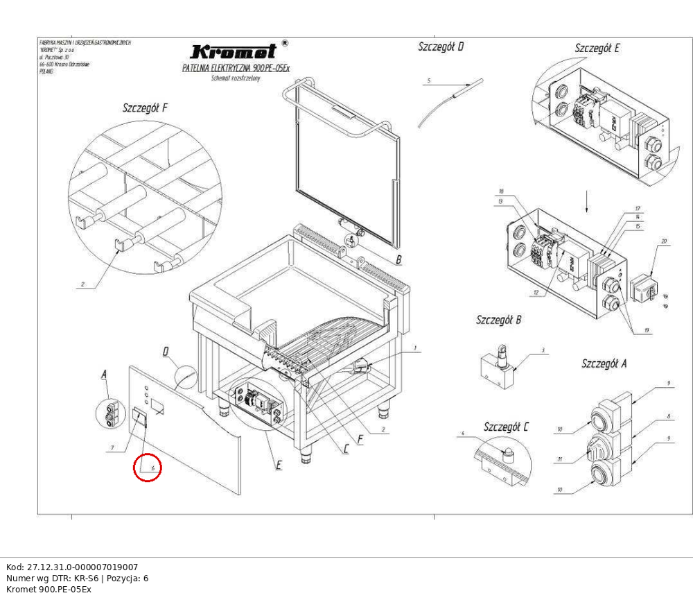 Sterownik KR-S6 Kromet - pasuje do modeli: 700.FE-10f, 700.FE-15f, 700.FE-2x10f, 700.FE-2x15f, 900.FE-18f, 900.FE-2x18f, 900.PE-05Ex