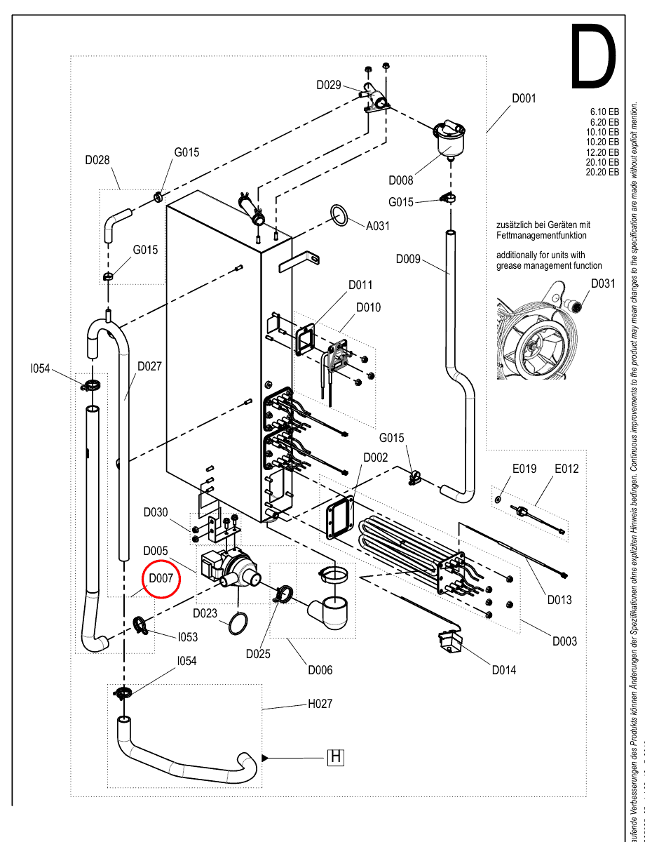 Wąż odpływowy wytwornicy pary Ø22 mm, wersja elektryczna do pieca Convotherm 4 / maxx pro - 5064083