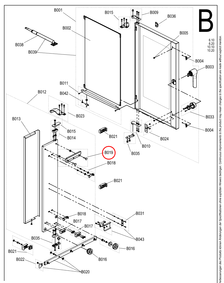 Kompletna listwa podpierająca drzwi chowane do pieca Convotherm 4 / maxx pro - 6064169
