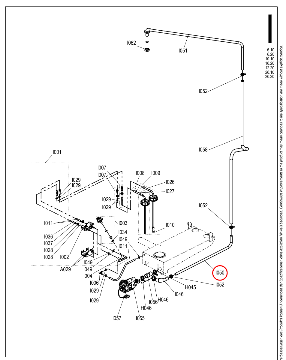 Dolny przewód rurowy układu ConvoClean do pieca Convotherm 4 / maxx pro - 6064213
